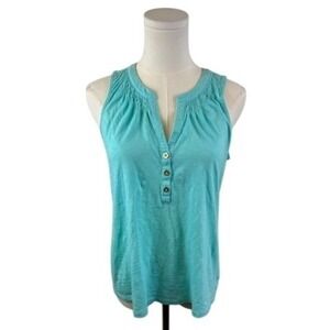 Lilly Pulitzer‎ Sleeveless Top Button Up Aqua Blue Casual Tank Size S